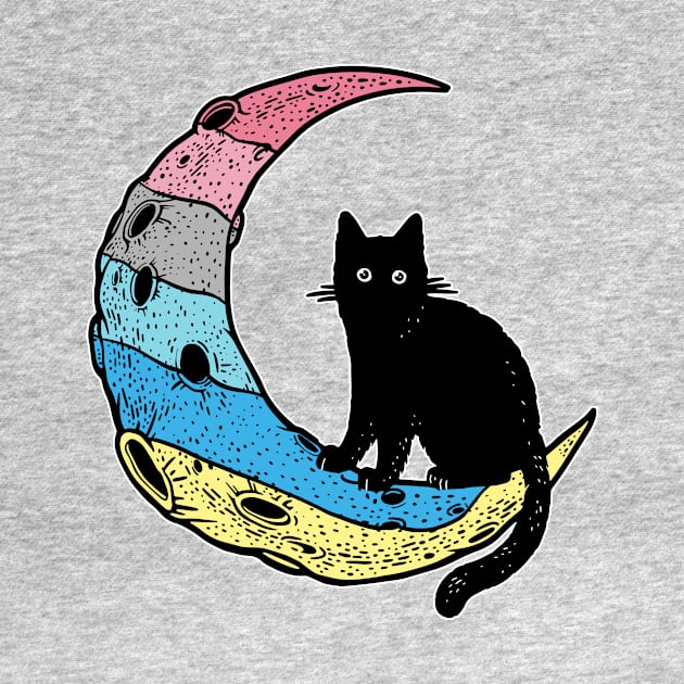 Genderflux Cat Moon LGBT Pride Flag by Psitta